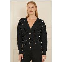 Black Pearl Cable Knit Cardigan