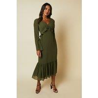Debut London By Coast Kimono Sleeve Tiered Hem Georgette Midi Dress