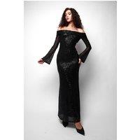Jaded Rose Women's Conna Bardot Sequin Maxi Dress in Black | Size: 10