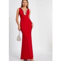Quiz Women's Red Diamante Trim Maxi Dress | Size: 6