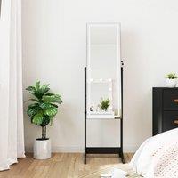 Mirror Jewellery Cabinet with LED Lights Free Standing Black
