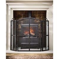 Dibor Vintage Style Blacksmith 3-Fold Fireplace Guard Fire Screen Guard with Rivets H71cm x W102cm in Black