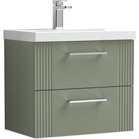 Balterley Wall Hung 2 Drawers Vanity Unit - Mid-Edge Basin 600mm, Satin Green