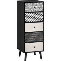 HOMCOM Chest of Drawers 5 Drawer Dresser Wooden Storage Cabinet Bedroom in Black