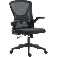 VINSETTO Ergonomic Mesh Office Chair with Flip-up Armrests, Height Adjustable Computer Chair with Swivel Wheels in Black