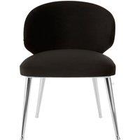 Orsina Black Velvet Dining Chair, Accent Dining Chair for Living Room, Upholstered Velvet Chair with Curved Back