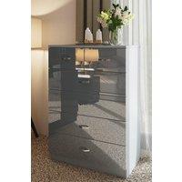 FWStyle Chilton Grey Gloss 6 Drawer Chest (H) 100cm (W) 70cm (D) 40cm