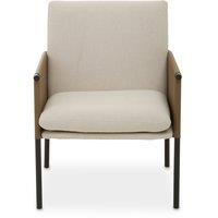 Orsina White Fabric Dining Chair with Straight Legs, Fabric Upholstered Dining Room Chair, Accent Arm Chair