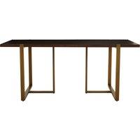 Orsina Brass Base Dining Table, Acacia Wood Top Dining Room Table, Sledge Design Rectangle Dining Table in Grey