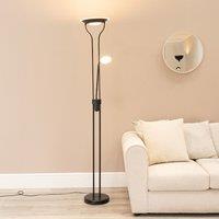 ValueLights Beata Integrated LED Uplight Floor Lamp with Task Reading Side Lamp in Black