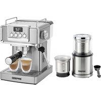 Geepas 20 Bar Espresso Coffee Machine & 200W Coffee Spice Grinder Combo Set in Silver