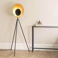 ValueLights Saffy Metal Integrated LED Tripod Metallic Shade Floor Lamp in Black