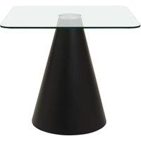 Orsina Square Clear Glass Top Dining Table, Geometric Conical Black Base Glass Dining Room Table, Kitchen Table