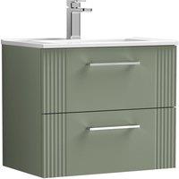 Balterley Wall Hung 2 Drawers Vanity Unit - Minimalist Basin 600mm, Satin Green