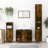 Berkfield Home Bathroom Cabinet Smoked Oak 30x30x100 cm Engineered Wood in Brown | Size: 30 x 30 x 100 cm