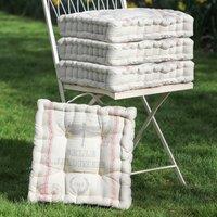 Dibor Set of 4 Traditional Insect Print Outdoor Chair Seat Pad Garden Box Cushions L40cm x W40cm in White | Size: 40 cm x 40 cm