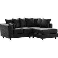 Furnishings For Less UK Brooklyn Plush Velvet 3 to 4 Seater L Shaped Corner Sofa Right Hand Facing in Black