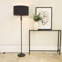 ValueLights Maggie Black Metal Candlestick Floor Lamp with Fabric Lamp Shade in Charcoal