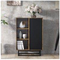 Creative Furniture Elysian Loft Sideboard 100cm - Industrial-Style Sideboard with Rustic, Oak & Black Matt Doors in Dark Brown