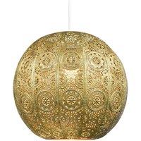 Happy Homewares Spherical Vintage Moroccan Pendant Lighting Shade with Floral Design in Gold