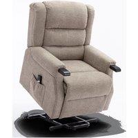 More4Homes Ashfield Electric Fabric Single Motor Rise Recliner Mobility Chair in Light Brown