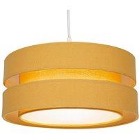 Happy Homewares Contemporary Linen Fabric Triple Tier Ceiling Pendant Light Shade in Mustard | Size: 14 inches