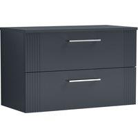 Balterley 2 Drawer Wall Hung Vanity Unit Colour Match Worktop, 800mm in Grey