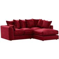 Furnishings For Less UK Brooklyn Plush Velvet 3 to 4 Seater L Shaped Corner Sofa Right Hand Facing in Red
