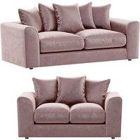 Brooklyn Plush Velvet Fibre Fabric Sofa Set 3 and 2 Seater sofa