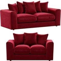 Brooklyn Plush Velvet Fibre Fabric Sofa Set 3 and 2 Seater sofa
