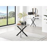 FurnitureboxUK Novara 100cm Round 4-Seater Dining Table With Black Metal Legs in Grey