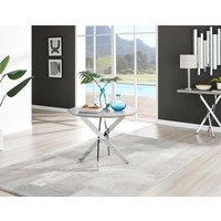 FurnitureboxUK Novara 100cm Round 4-Seater Dining Table With Silver Chrome Legs in Grey