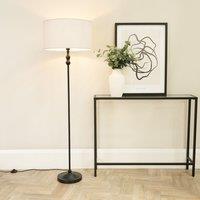 ValueLights Maggie Black Metal Candlestick Floor Lamp with Fabric Lamp Shade & LED Bulb in White
