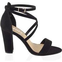 XY London Women's 'Briella' Strappy Sandals With High Block Heels in Jet Black | Size: 8