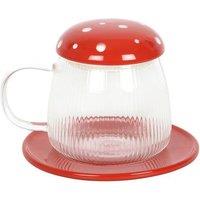 KDMD Glass Mushroom Mug & Saucer in Silver