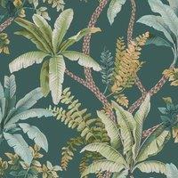Holden Decor Trailing Palm Tree Leaves Jungle Leaf Trail Foliage Botanical Wallpaper in Teal