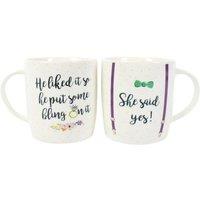 KDMD Set of 2 She Said Yes Mugs in White
