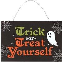 KDMD Trick or Treat Yourself Hanging Sign in Black