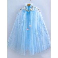 Lilly + Bo Girl's Frozen Cape ~ A perfect Christmas gift for girls with a Pink Satin Drawstring Gift Bag in Blue | Size: 0-4 Years