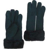 Fenland England Women's Real Sheepskin Suede Gloves with Fur in Bottle Green | Size: Medium/Large