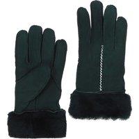 Fenland England Women's Real Sheepskin Suede Gloves with Fur in Dark Green | Size: Medium/Large