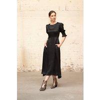 Sarta Women's Hazel Midi Tea Dress - Black, Metallic in Black | Size: Medium