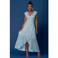 Jolie Moi Women's Sequin High Low Hem Maxi Dress in Light Blue | Size: 8