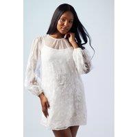 Embroidered Organza Mini Wedding Dress