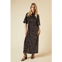 Dorothy Perkins Women's Petite Velvet Sequin Midi Dress in Bronze | Size: 8