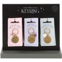 KDMD Women's Set of 18 Gold Crystal Keyrings on Display in Brown