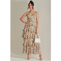 Jolie Moi Women's Tiered Hem Mesh Maxi Dress in Yellow | Size: 10