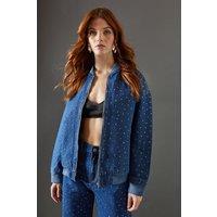 Denim All Over Hotfix Bomber Jacket
