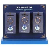 KDMD Women's Set of 24 All Seeing Eye Keyrings on Display in Blue