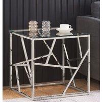 Comfy Living Ltd Metal & Glass Square End Or Side Table in Silver | Size: 1 Pack
